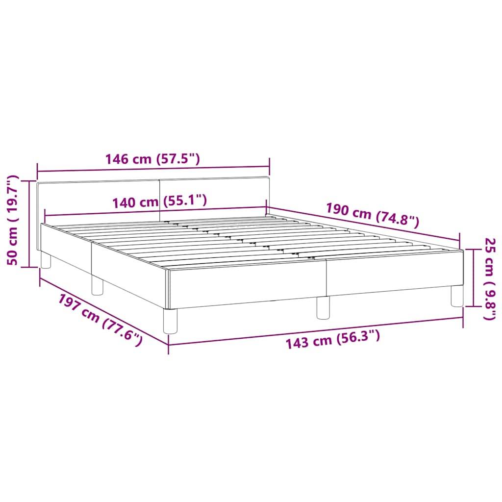 vidaXL Bettgestell ohne Matratze Schwarz 140x190 cm Samt