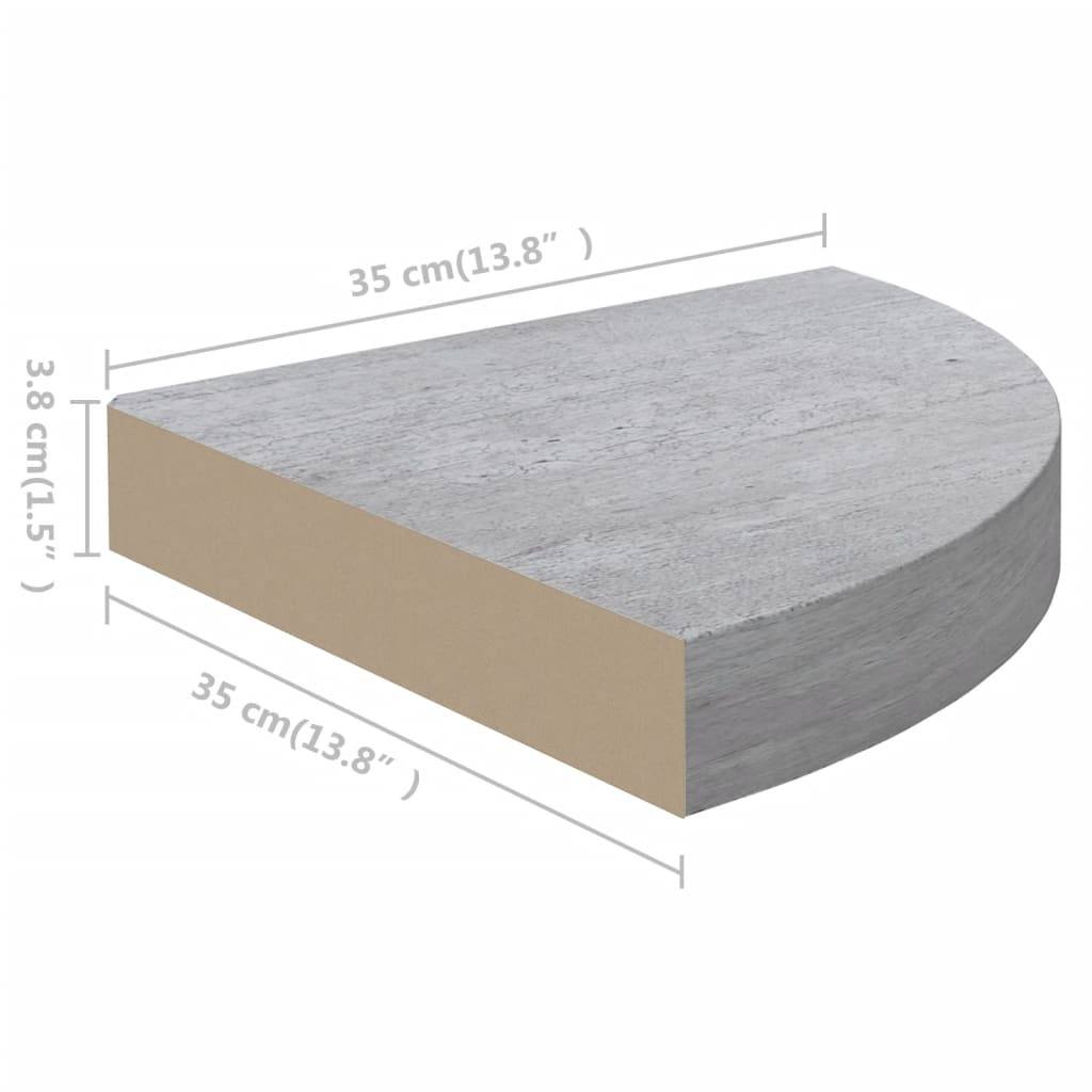 vidaXL Eck-Schweberegale 2 Stk. Betongrau 35x35x3,8 cm MDF