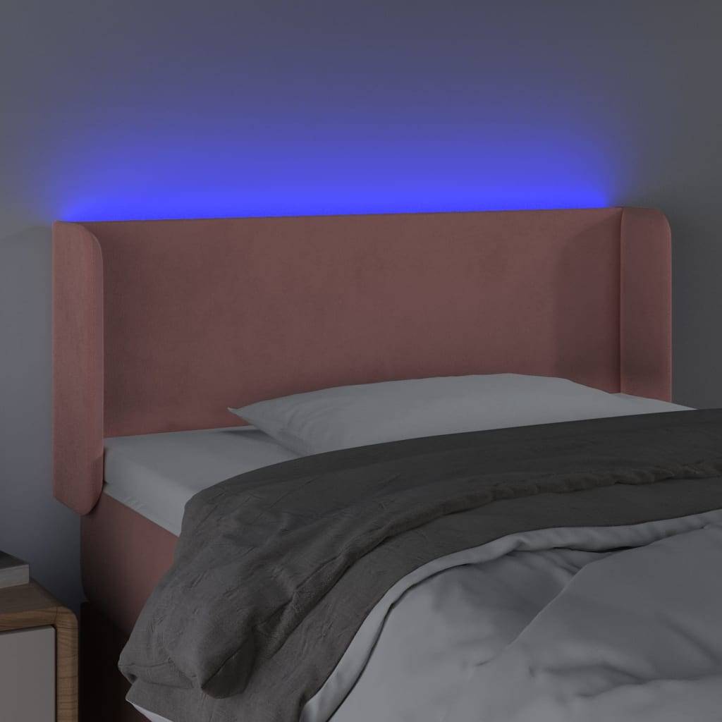 vidaXL LED Kopfteil Rosa 93x16x78/88 cm Samt
