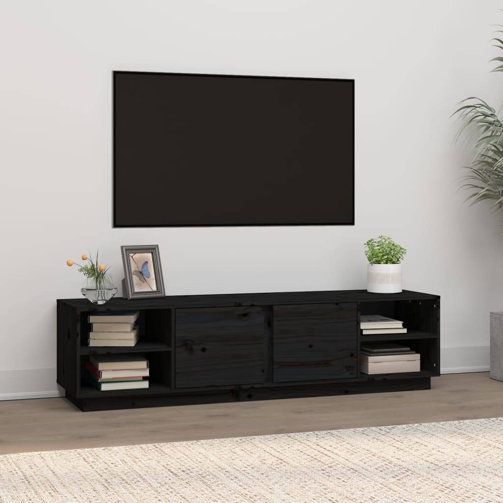 vidaXL TV-Schrank Schwarz 156x40x40 cm Massivholz Kiefer
