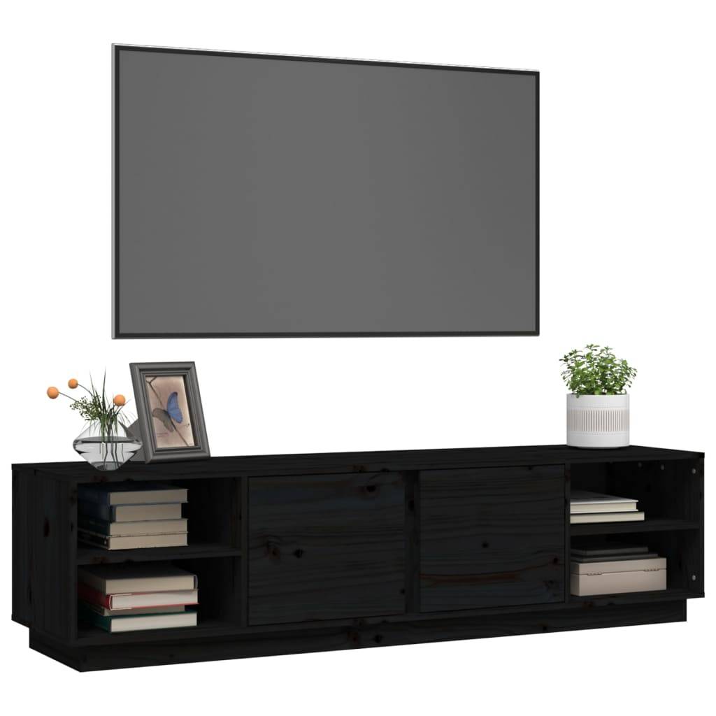 vidaXL TV-Schrank Schwarz 156x40x40 cm Massivholz Kiefer