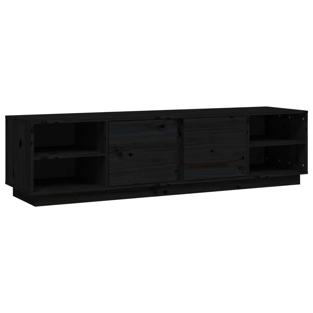 vidaXL TV-Schrank Schwarz 156x40x40 cm Massivholz Kiefer
