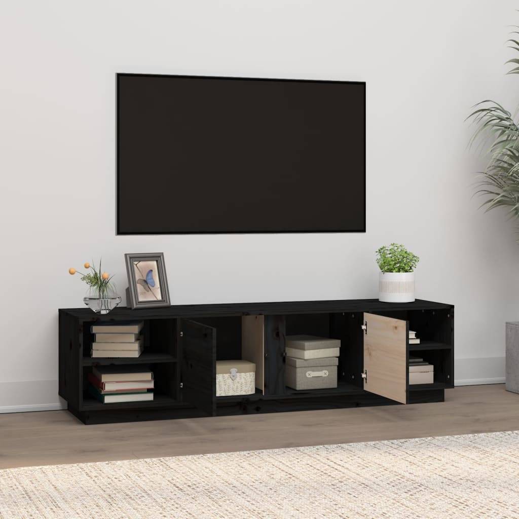 vidaXL TV-Schrank Schwarz 156x40x40 cm Massivholz Kiefer