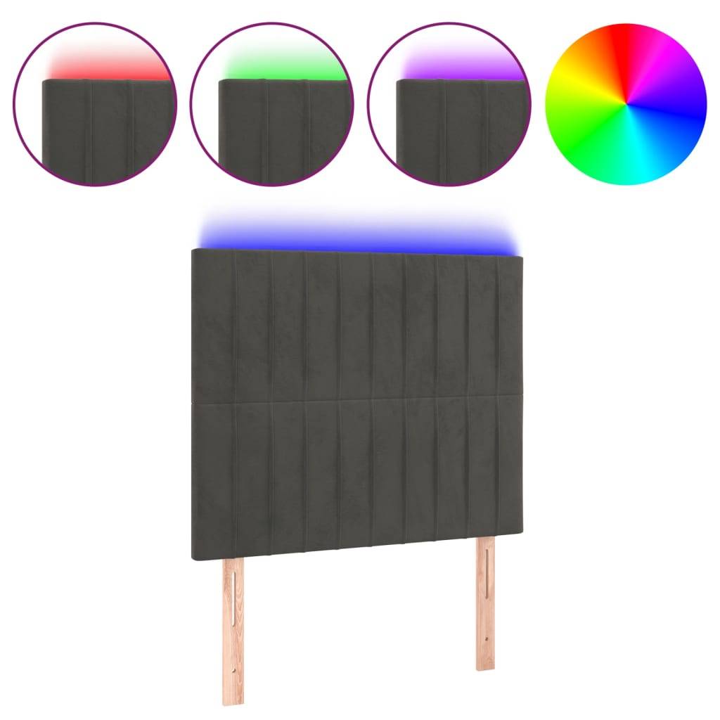 vidaXL LED Kopfteil Dunkelgrau 80x5x118/128 cm Samt