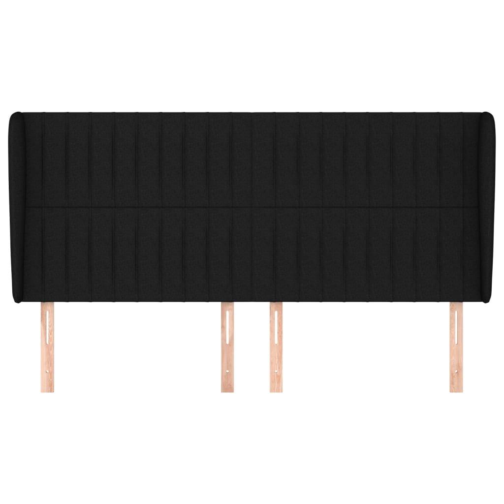 vidaXL Kopfteil mit Ohren Schwarz 203x23x118/128 cm Stoff