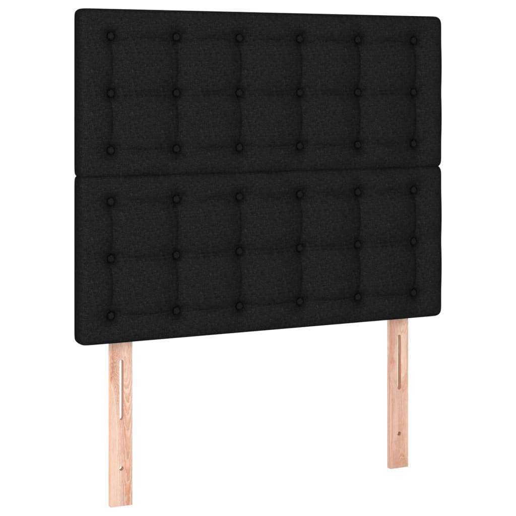 vidaXL LED Kopfteil Schwarz 100x5x118/128 cm Stoff