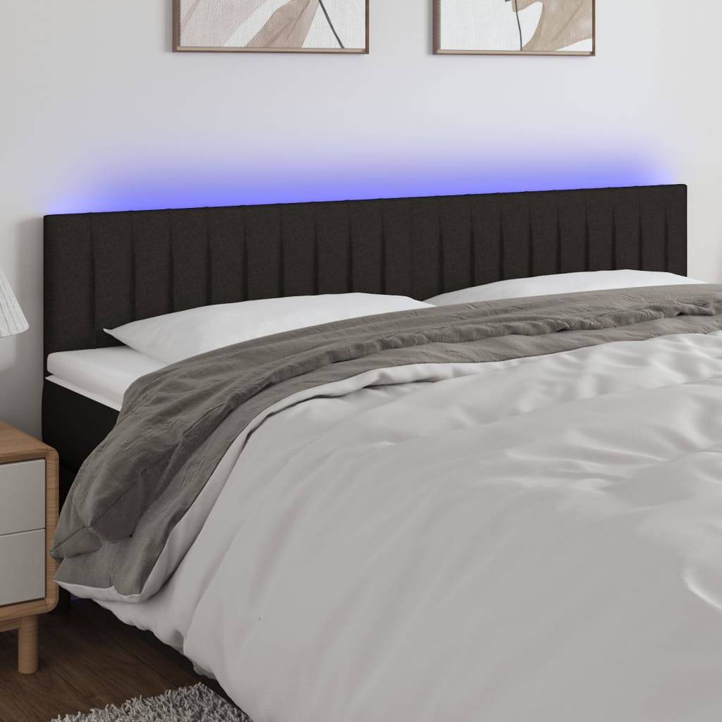 vidaXL LED Kopfteil Schwarz 180x5x78/88 cm Stoff
