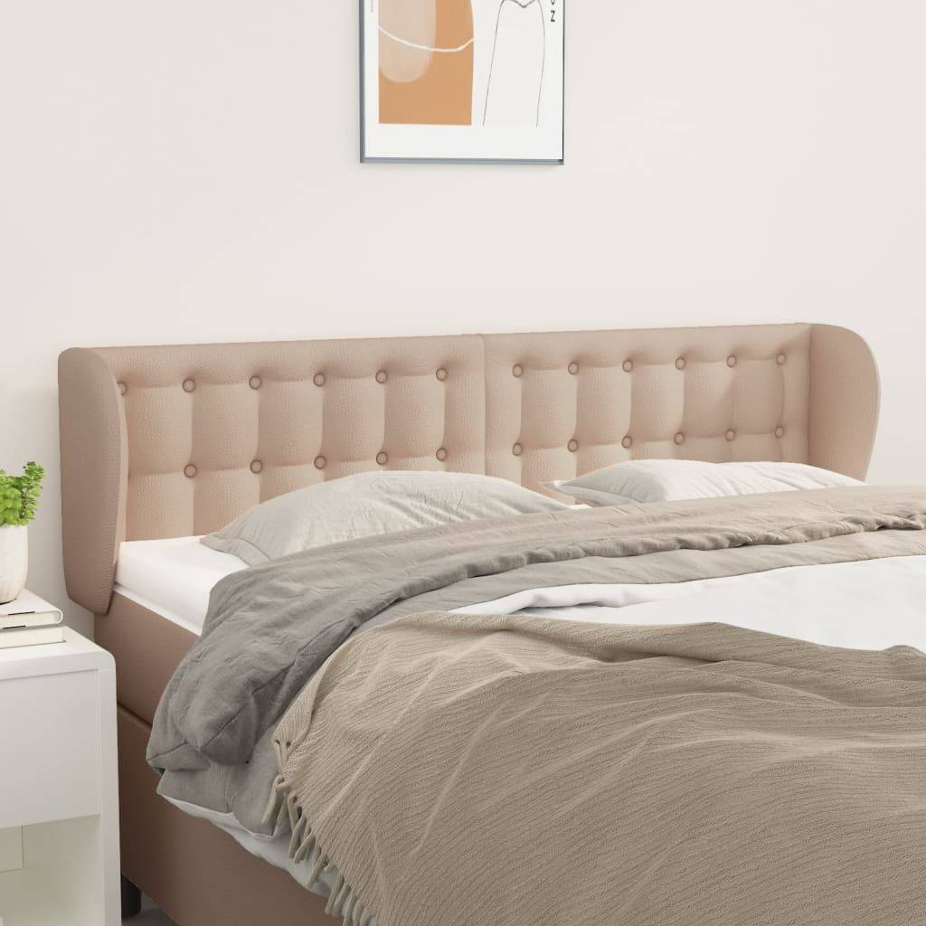 vidaXL Kopfteil mit Ohren Cappuccino-Braun 147x23x78/88 cm Kunstleder