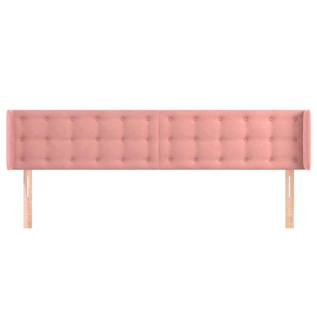 vidaXL Kopfteil mit Ohren Rosa 163x16x78/88 cm Samt
