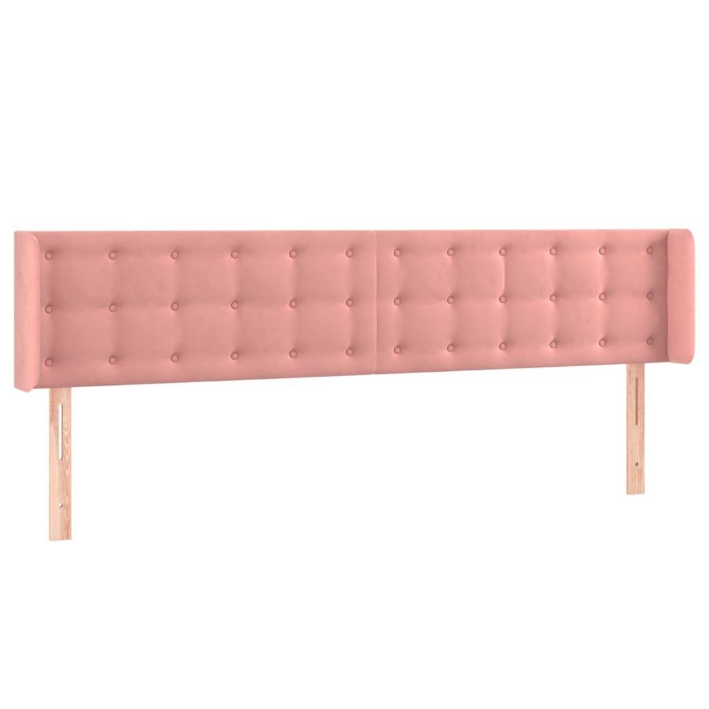 vidaXL Kopfteil mit Ohren Rosa 163x16x78/88 cm Samt