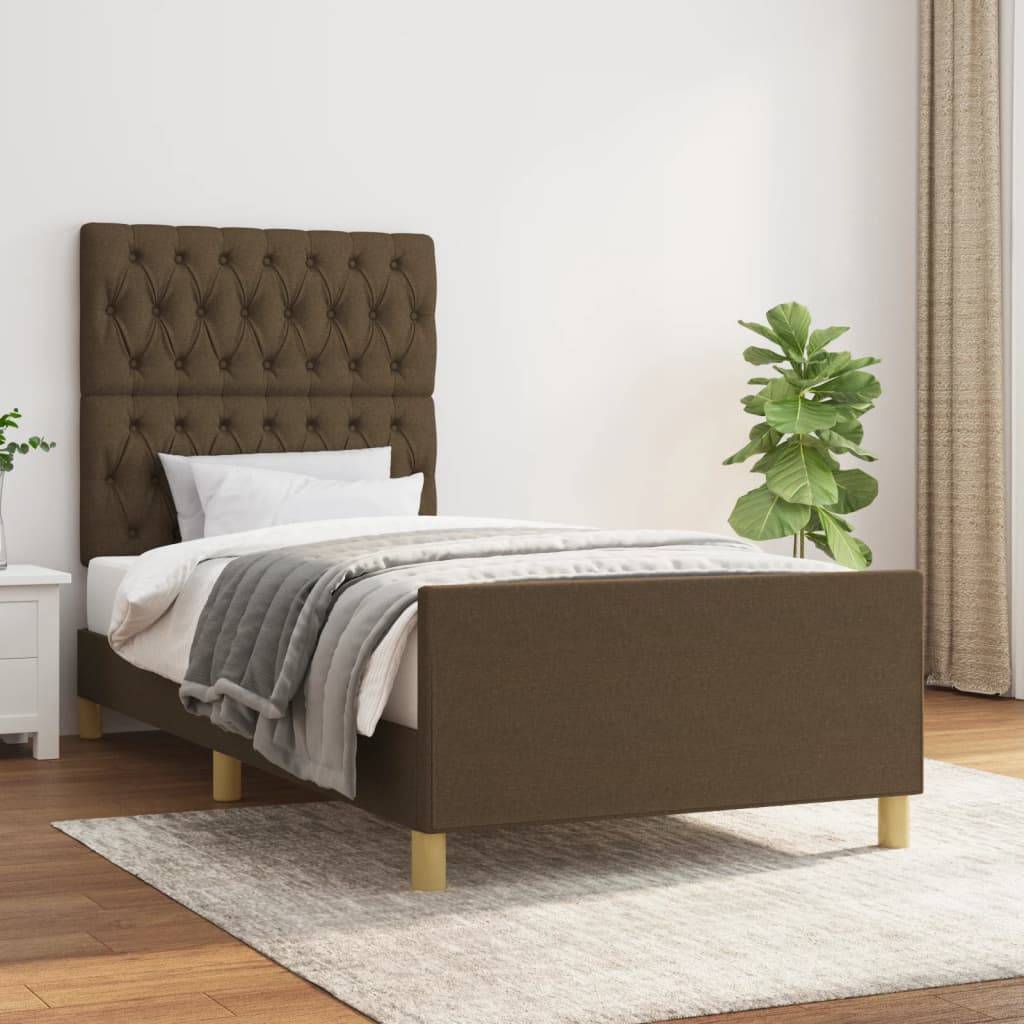 vidaXL Bettgestell ohne Matratze Dunkelbraun 90x190 cm Stoff