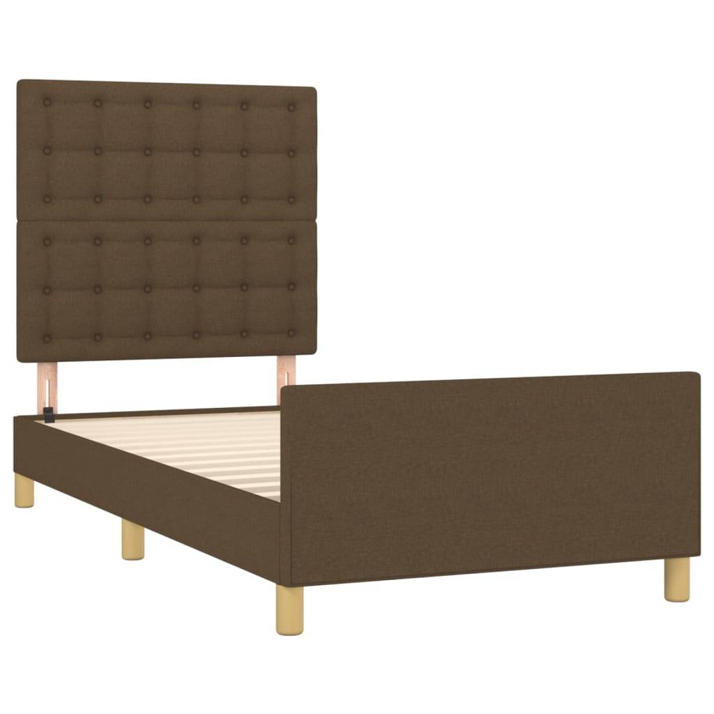 vidaXL Bettgestell mit Kopfteil Dunkelbraun 90x190 cm Stoff