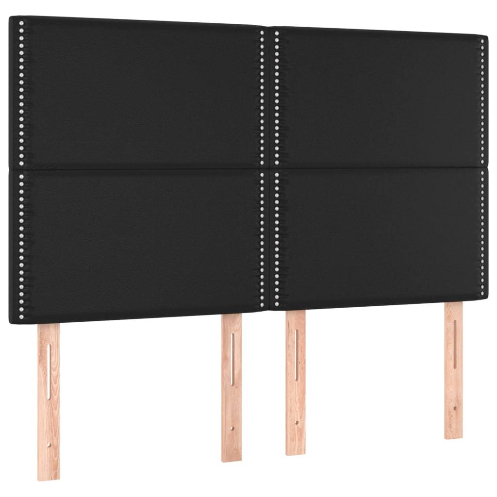 vidaXL LED Kopfteil Schwarz 144x5x118/128 cm Kunstleder