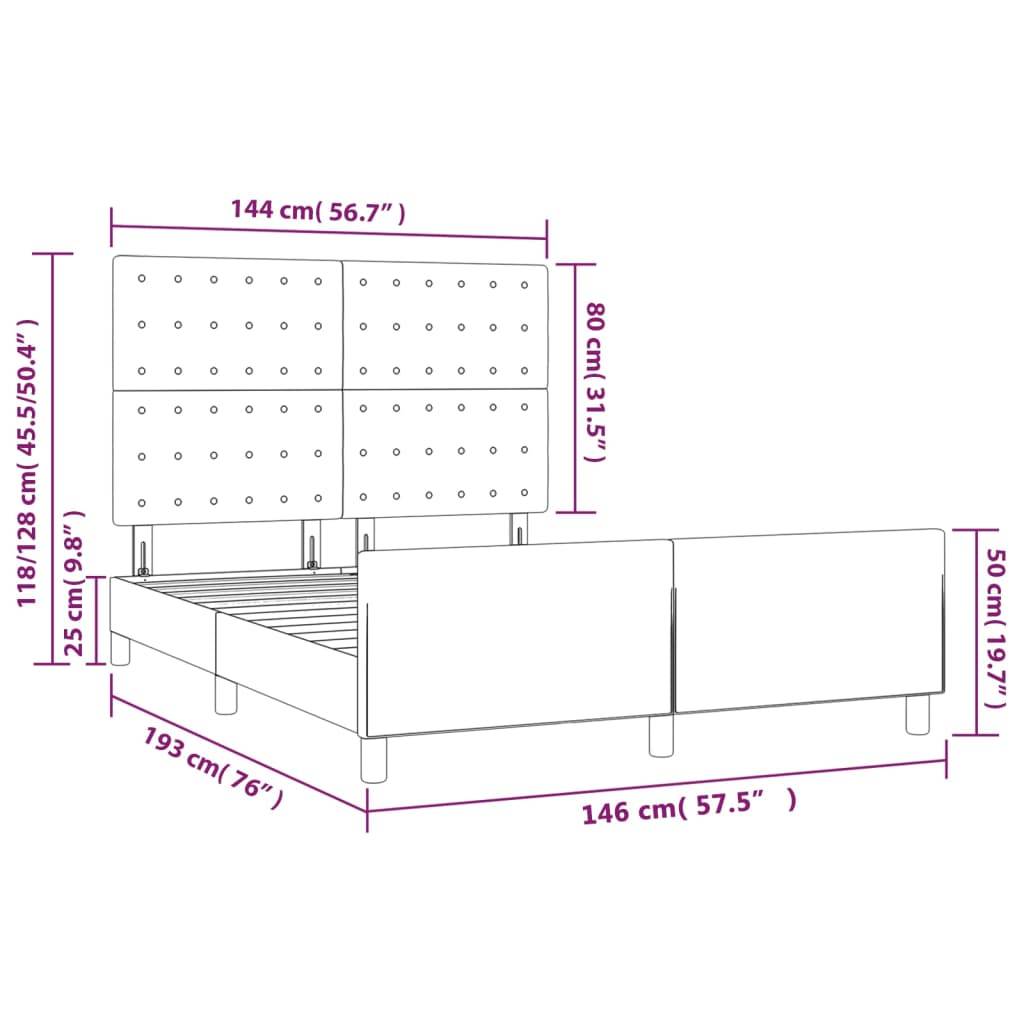 vidaXL Bettgestell mit Kopfteil Creme 140x190 cm Kunstleder