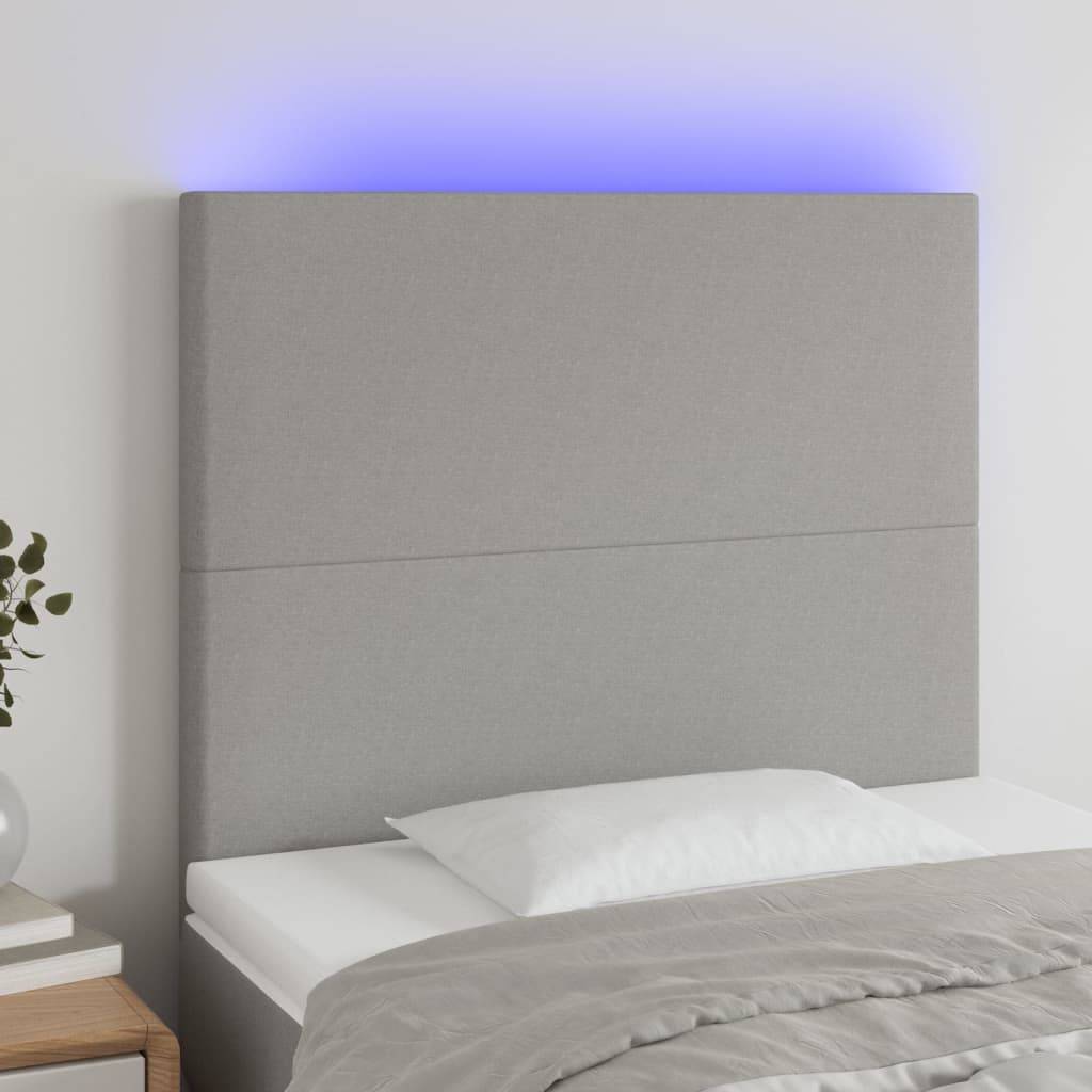 vidaXL LED Kopfteil Hellgrau 80x5x118/128 cm Stoff