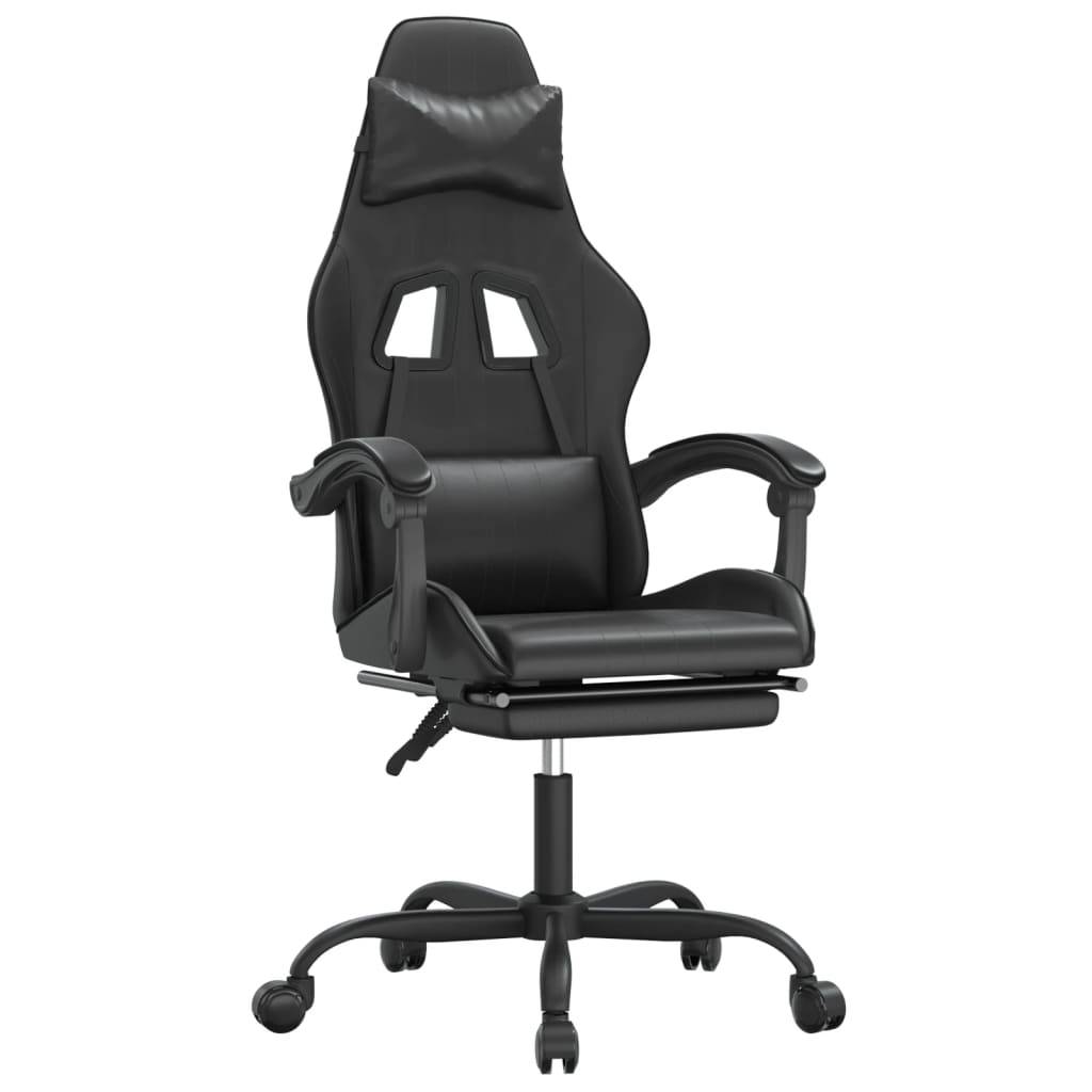 vidaXL Gaming-Stuhl mit Fußstütze Drehbar Schwarz Kunstleder