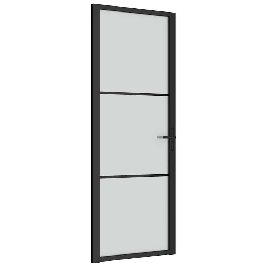 vidaXL Innentür 76x201,5 cm Schwarz Mattglas und Aluminium