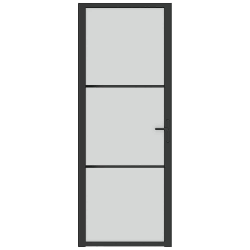 vidaXL Innentür 76x201,5 cm Schwarz Mattglas und Aluminium