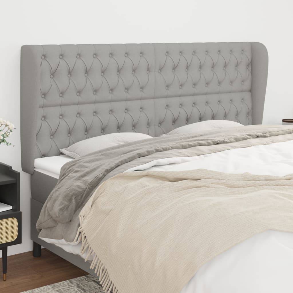 vidaXL Kopfteil mit Ohren Hellgrau 183x23x118/128 cm Stoff