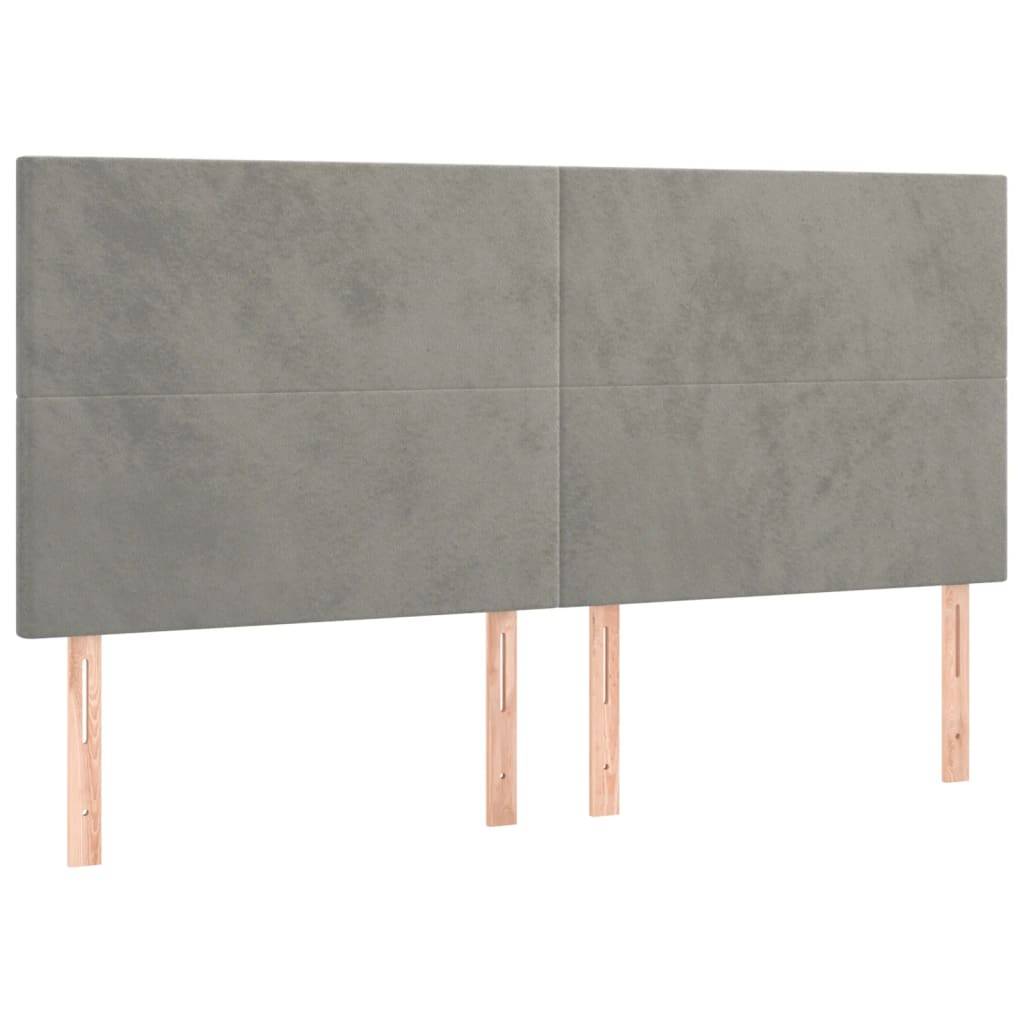 vidaXL Kopfteile 4 Stk. Hellgrau 90x5x78/88 cm Samt