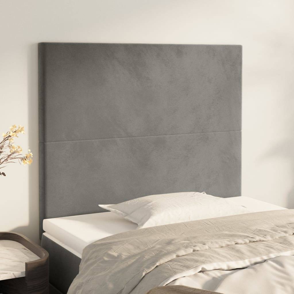 vidaXL Kopfteile 2 Stk. Hellgrau 80x5x78/88 cm Samt