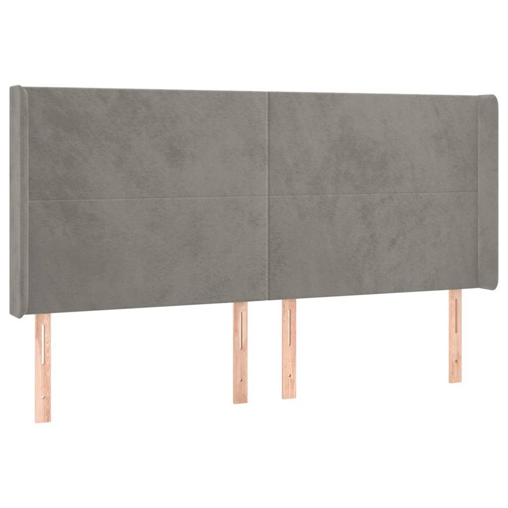 vidaXL Kopfteil mit Ohren Hellgrau 183x16x118/128 cm Samt