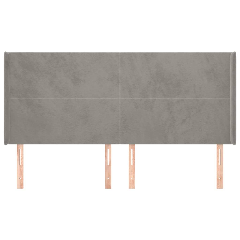 vidaXL Kopfteil mit Ohren Hellgrau 183x16x118/128 cm Samt