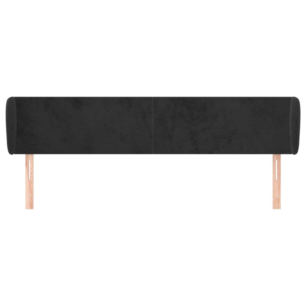 vidaXL Kopfteil mit Ohren Schwarz 163x23x78/88 cm Samt