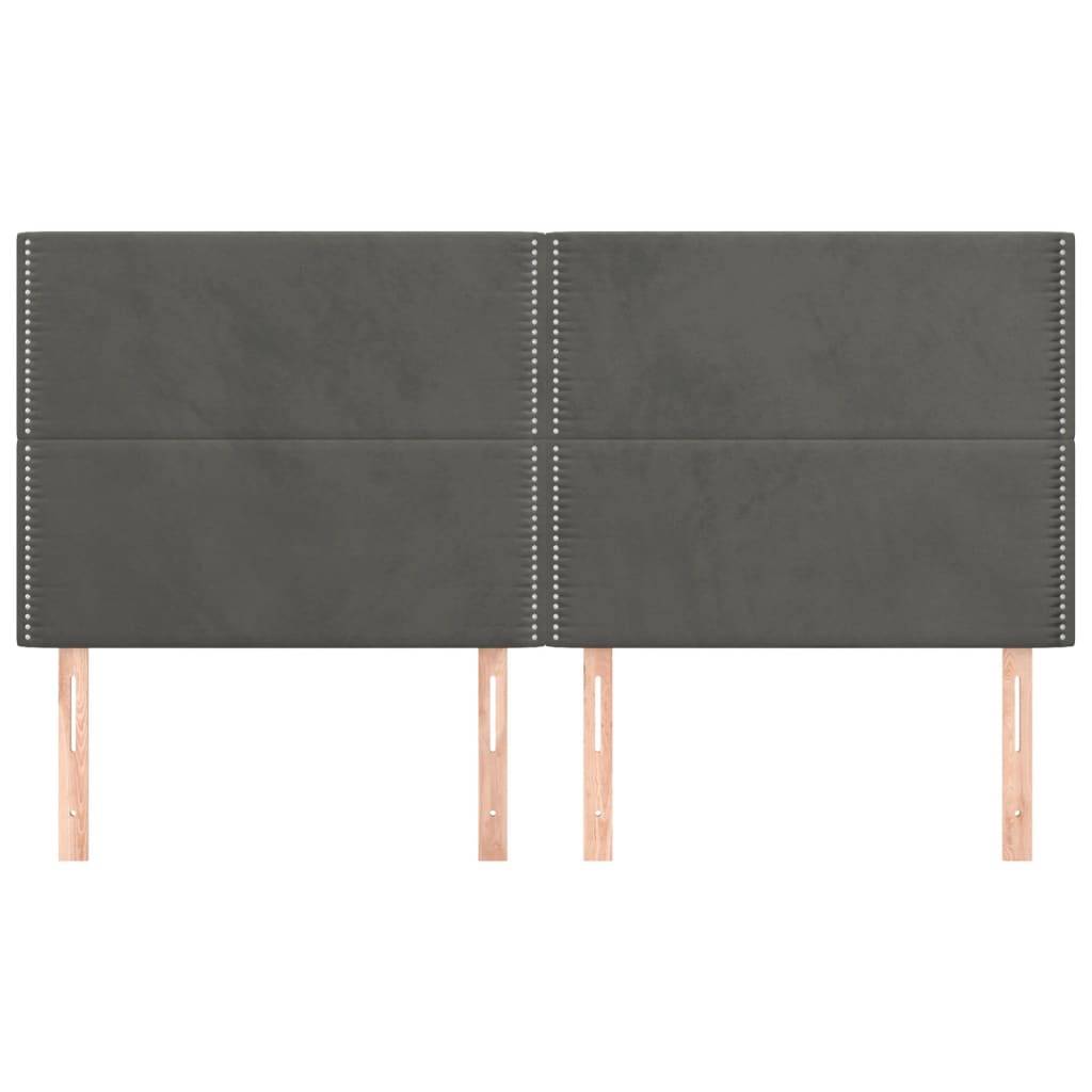 vidaXL Kopfteile 4 Stk. Dunkelgrau 90x5x78/88 cm Samt