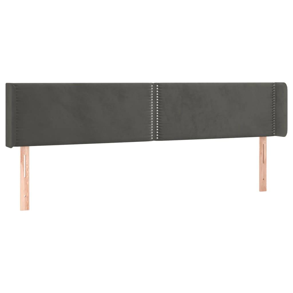 vidaXL LED Kopfteil Dunkelgrau 163x16x78/88 cm Samt