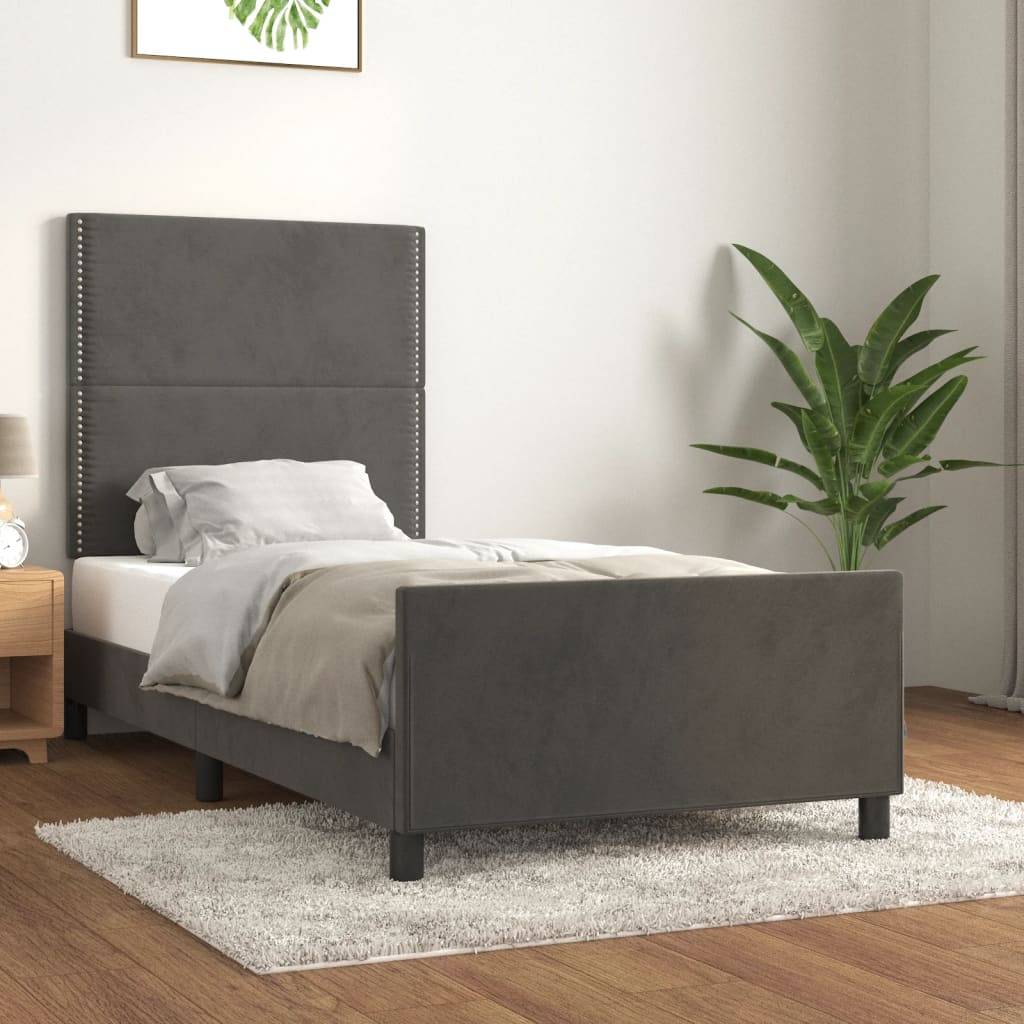 vidaXL Bettgestell ohne Matratze Dunkelgrau 80x200 cm Samt