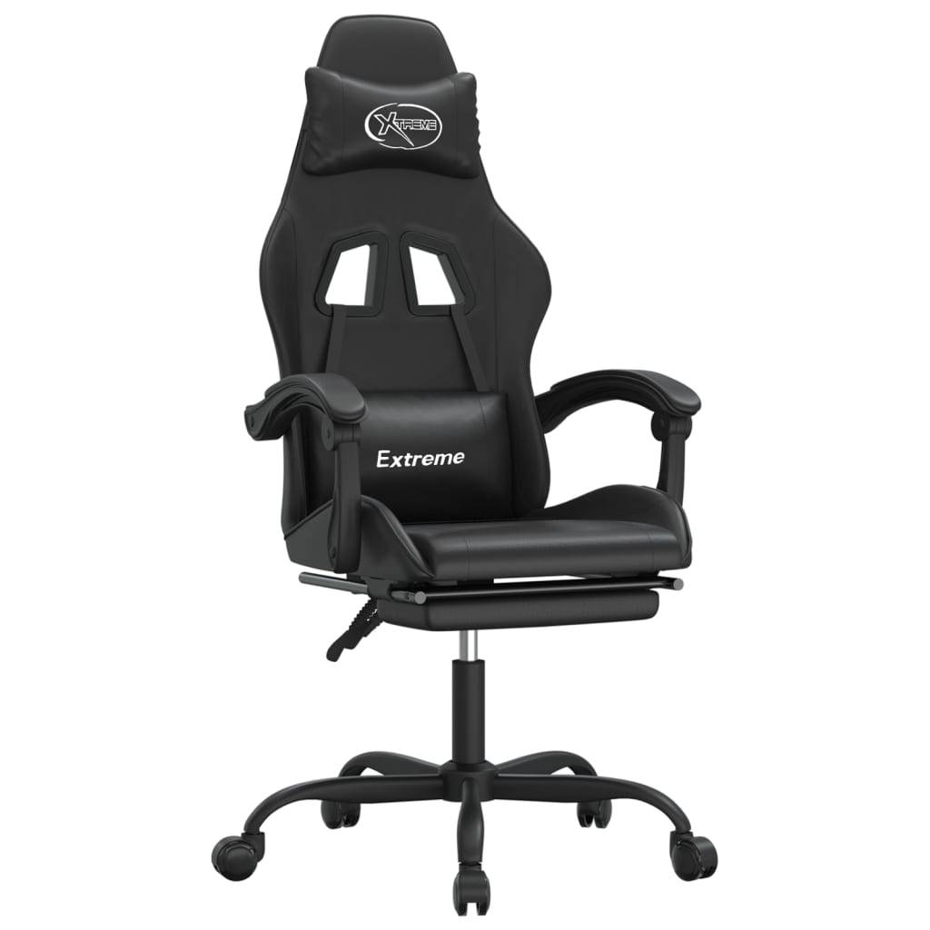 vidaXL Gaming-Stuhl mit Fußstütze Drehbar Schwarz Kunstleder