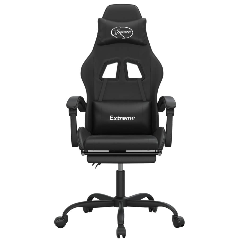 vidaXL Gaming-Stuhl mit Fußstütze Drehbar Schwarz Kunstleder