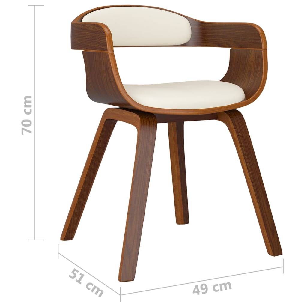 vidaXL Esszimmerstühle 2 Stk. Creme Bugholz und Kunstleder