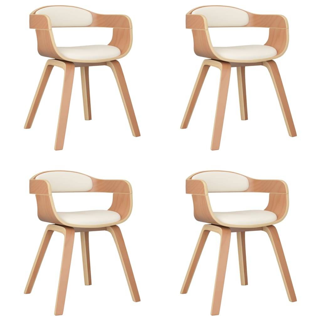 vidaXL Esszimmerstühle 4 Stk. Creme Bugholz und Kunstleder