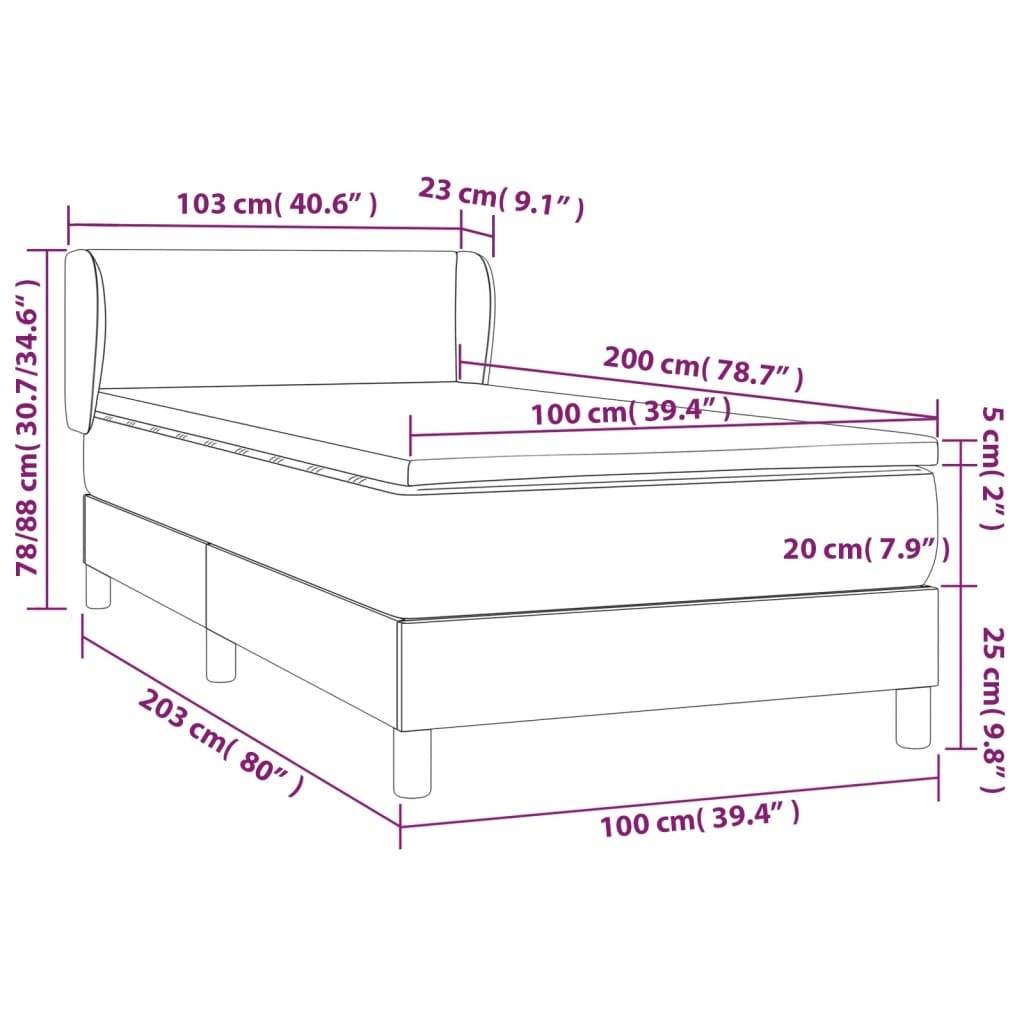 vidaXL Boxspringbett mit Matratze Dunkelgrün 100x200 cm Samt