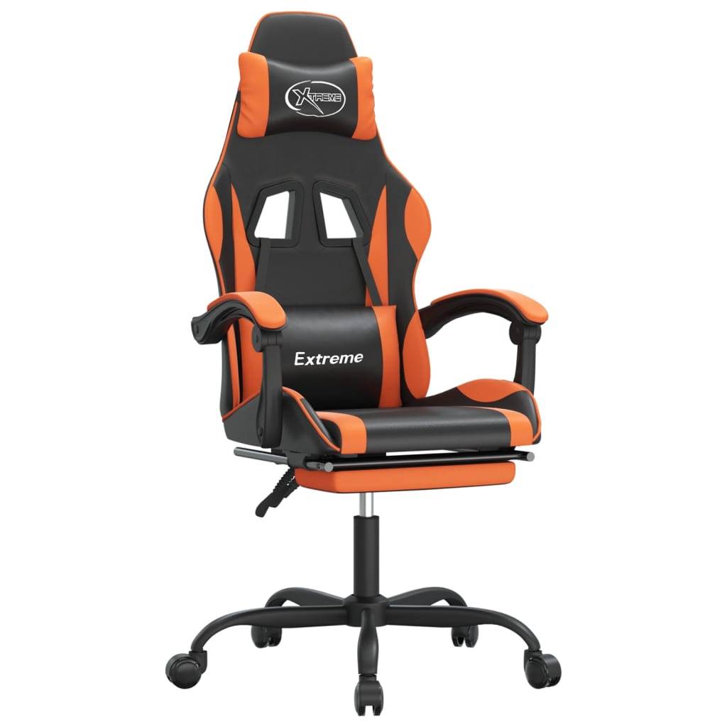 vidaXL Gaming-Stuhl mit Fußstütze Schwarz und Orange Kunstleder