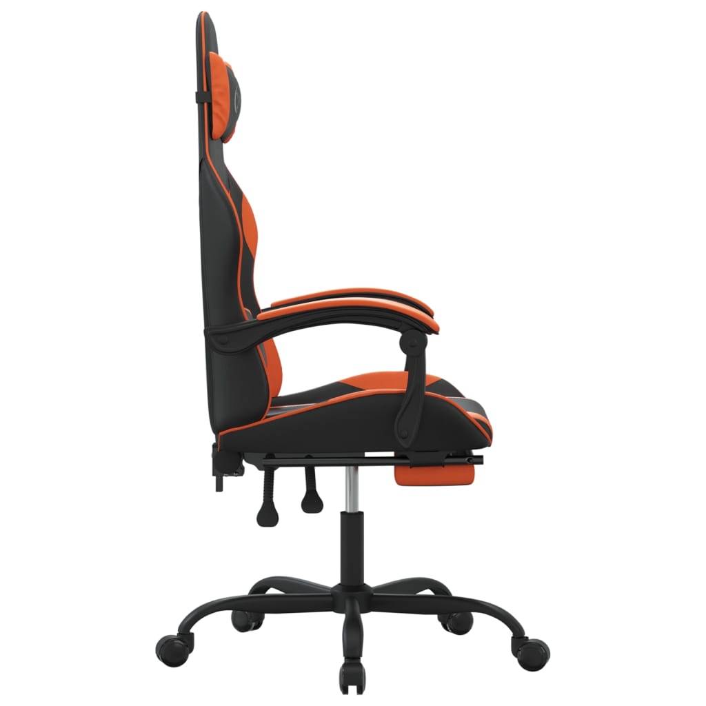 vidaXL Gaming-Stuhl mit Fußstütze Schwarz und Orange Kunstleder