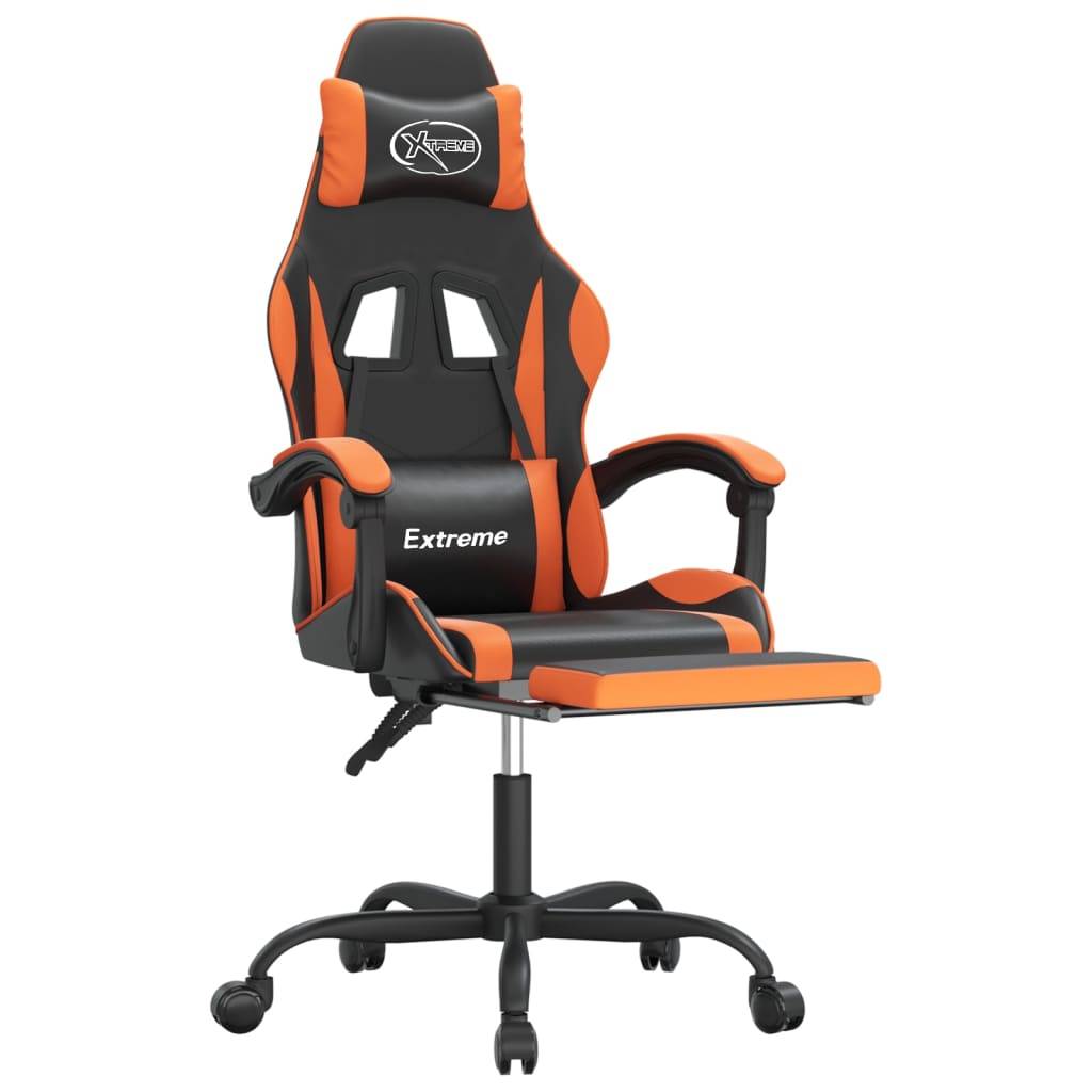 vidaXL Gaming-Stuhl mit Fußstütze Schwarz und Orange Kunstleder