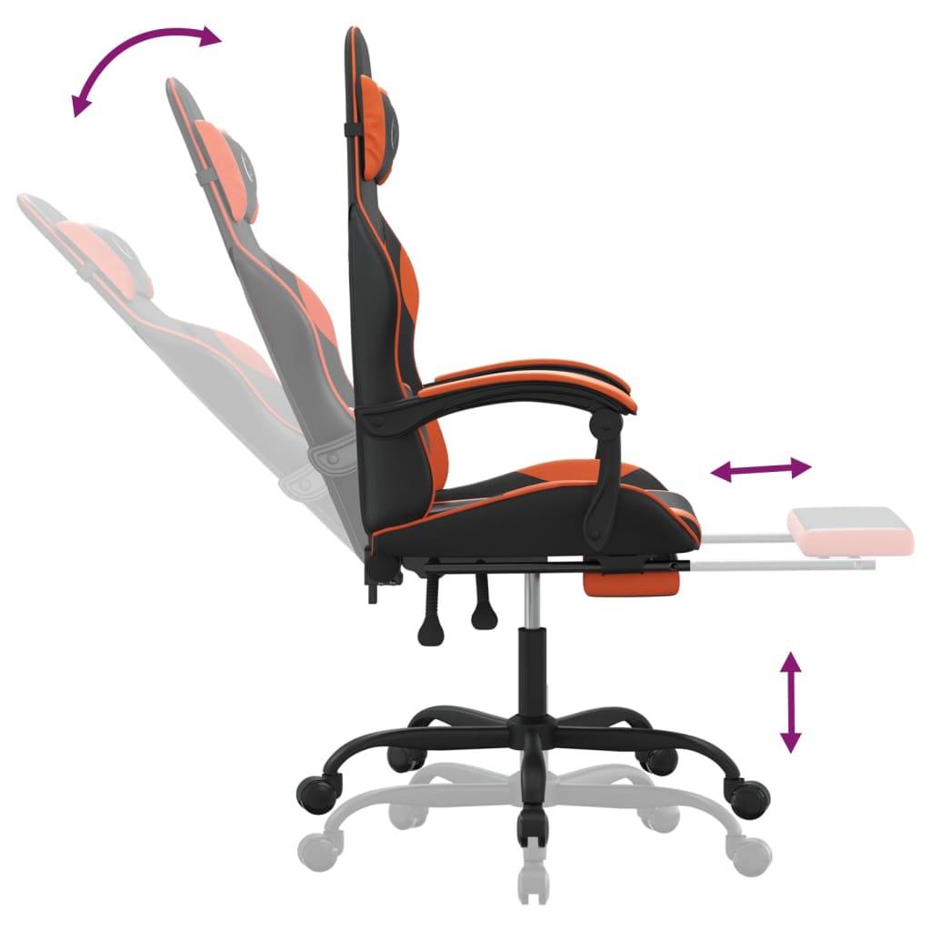 vidaXL Gaming-Stuhl mit Fußstütze Schwarz und Orange Kunstleder