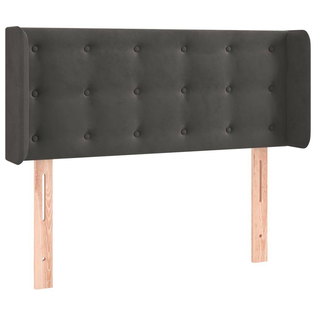 vidaXL Kopfteil mit Ohren Dunkelgrau 103x16x78/88 cm Samt