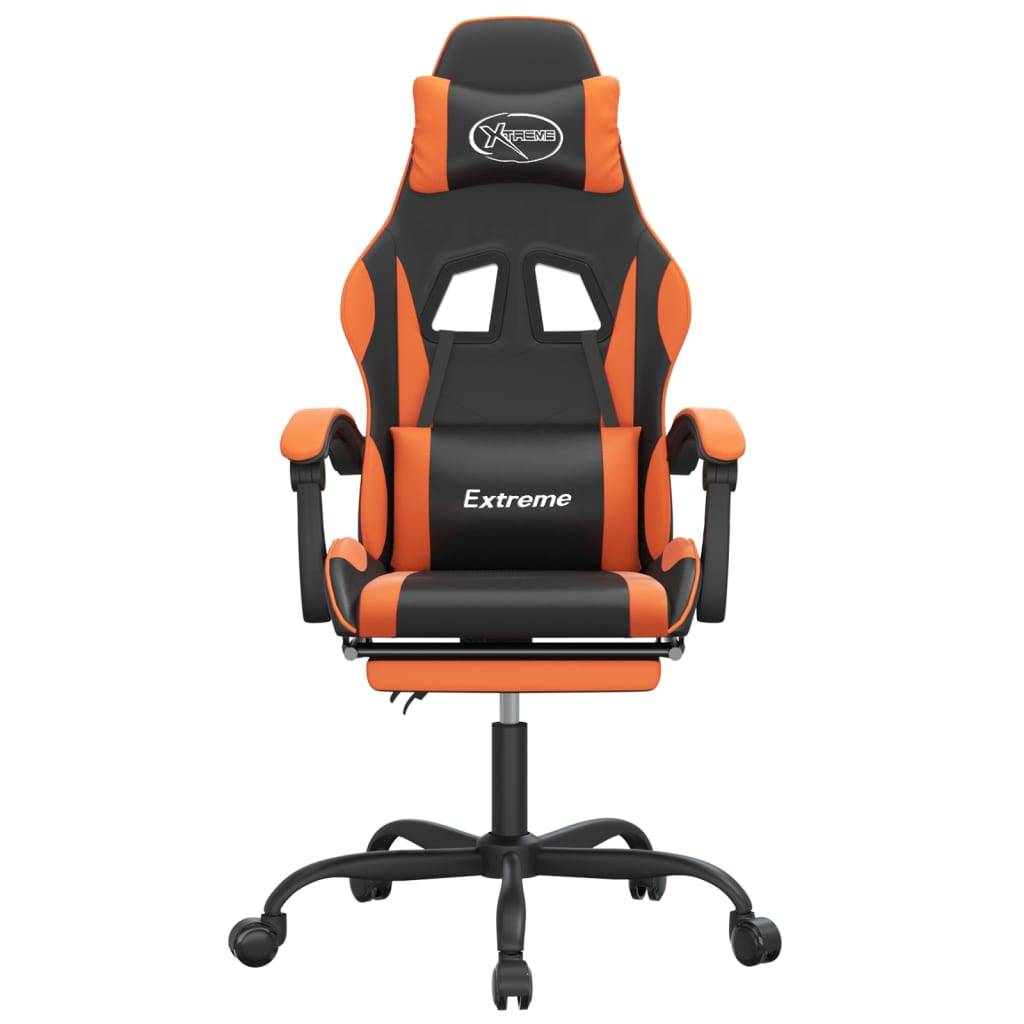 vidaXL Gaming-Stuhl mit Fußstütze Schwarz und Orange Kunstleder