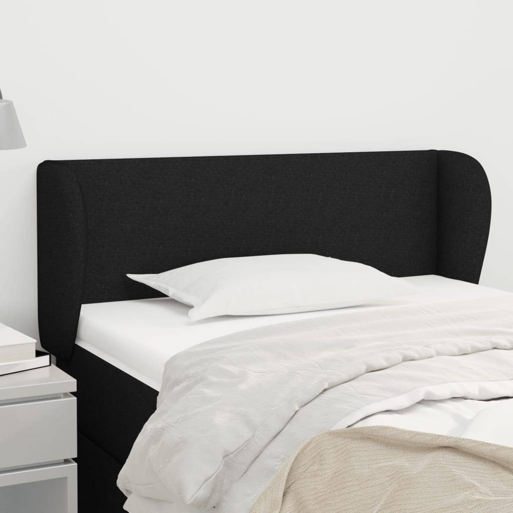 vidaXL Kopfteil mit Ohren Schwarz 103x23x78/88 cm Stoff