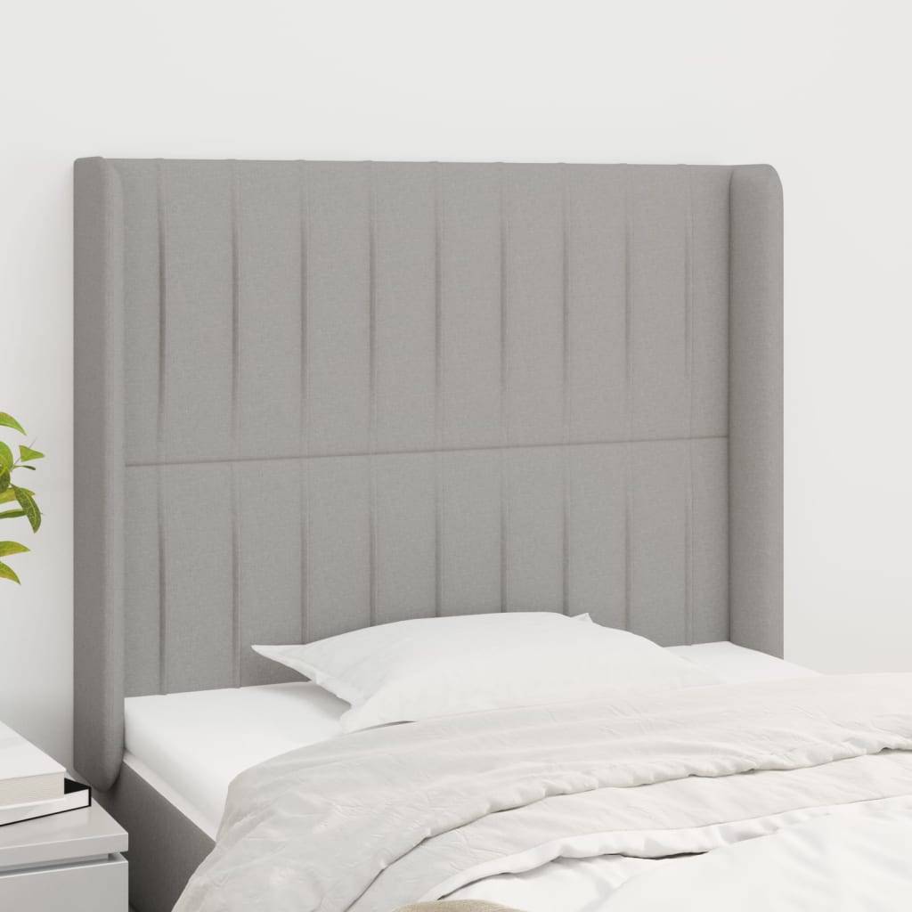 vidaXL Kopfteil mit Ohren Hellgrau 103x16x118/128 cm Stoff