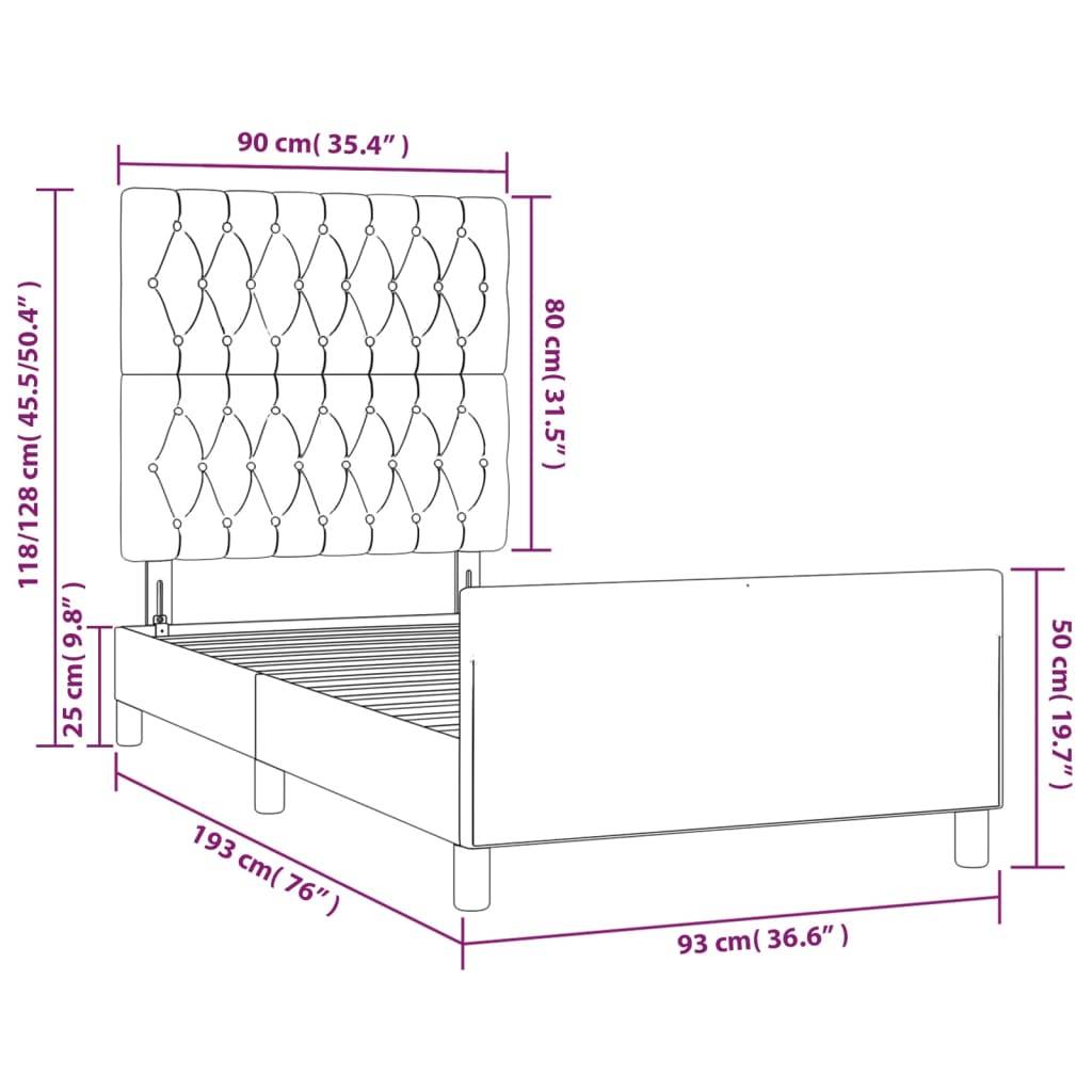 vidaXL Bettgestell ohne Matratze Blau 90x190 cm Stoff