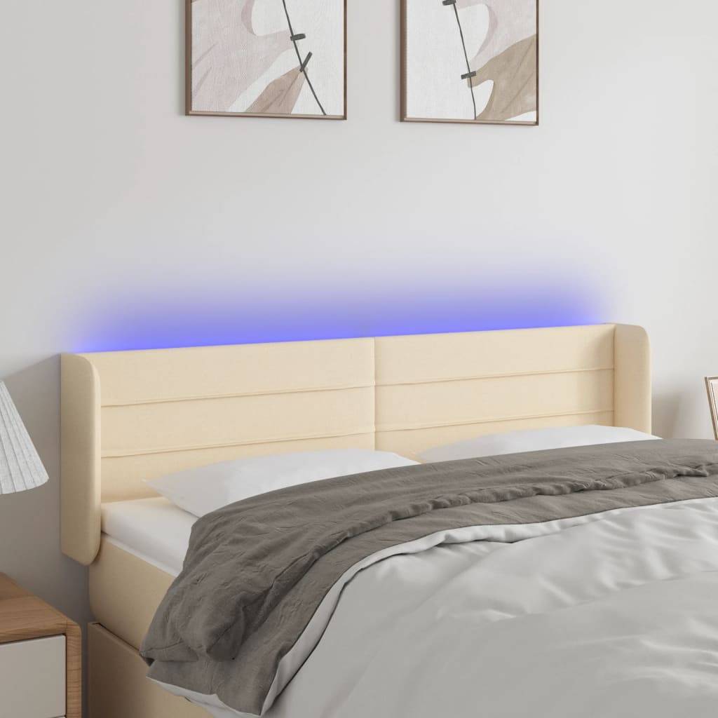 vidaXL LED Kopfteil Creme 147x16x78/88 cm Stoff