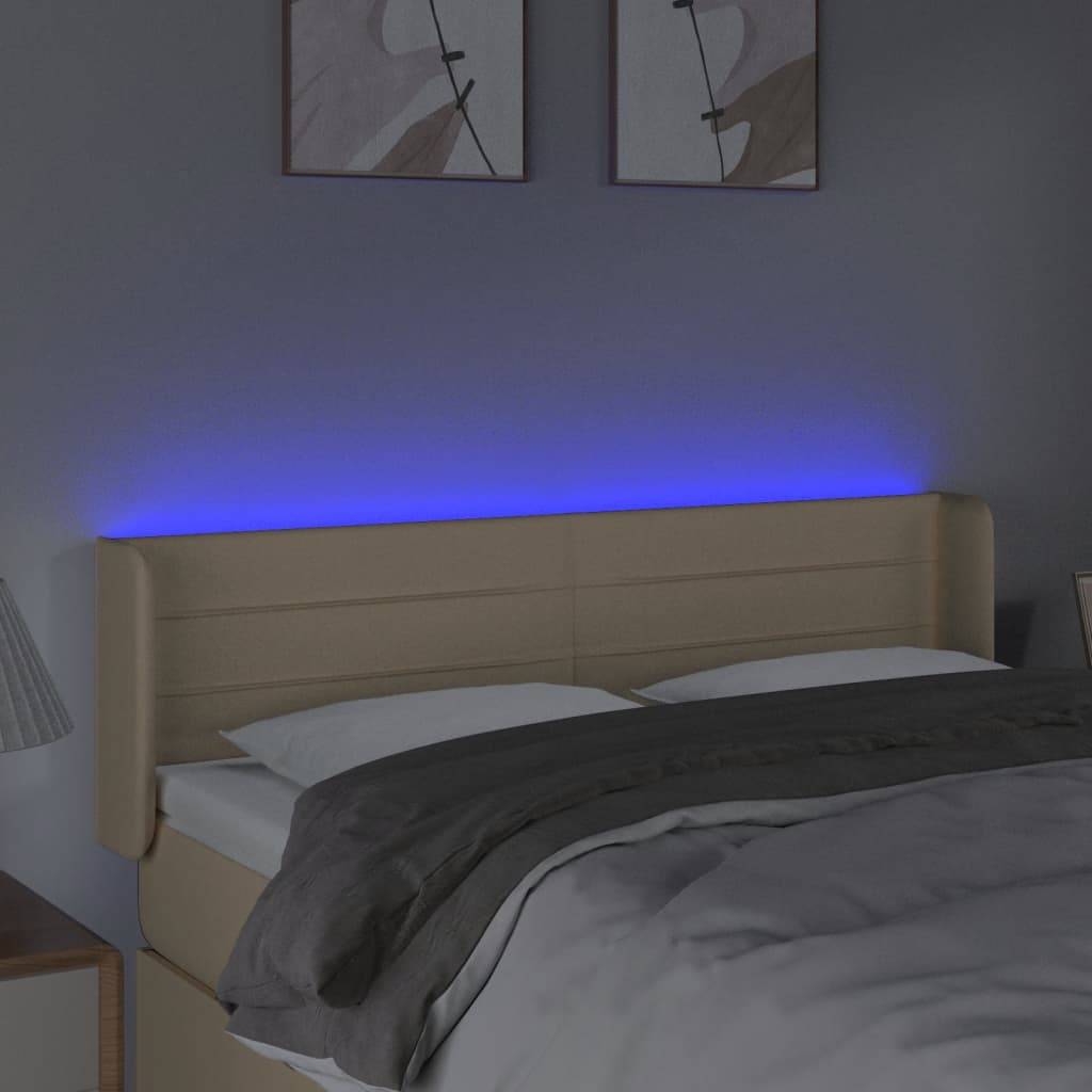 vidaXL LED Kopfteil Creme 147x16x78/88 cm Stoff