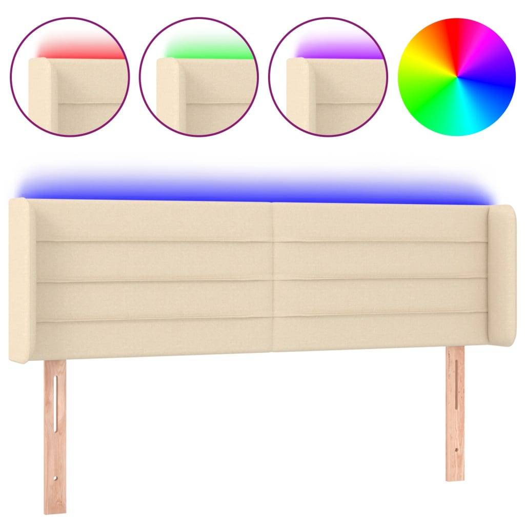 vidaXL LED Kopfteil Creme 147x16x78/88 cm Stoff
