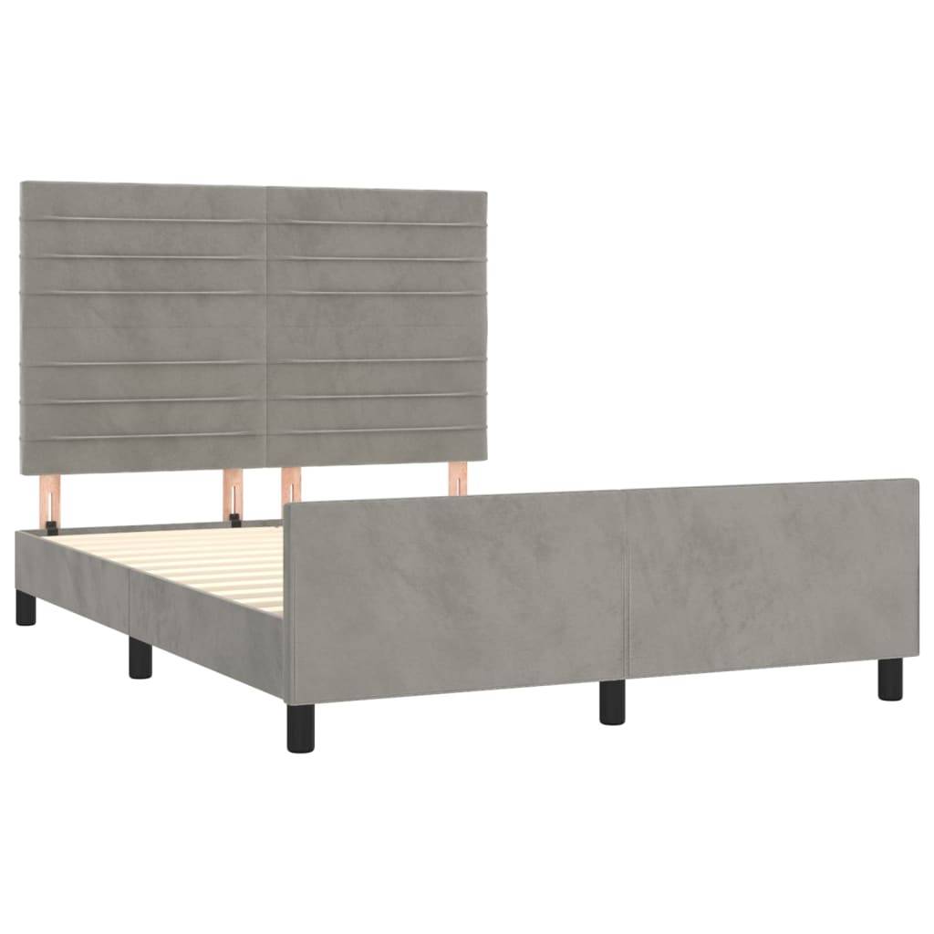 vidaXL Bettgestell ohne Matratze Hellgrau 140x200 cm Samt
