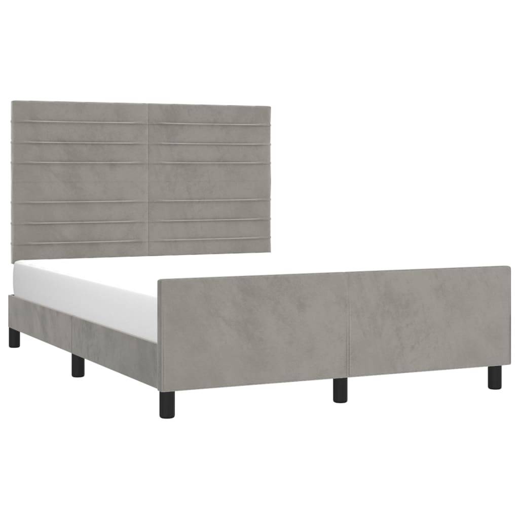 vidaXL Bettgestell ohne Matratze Hellgrau 140x190 cm Samt